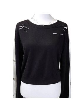 MIMI New York ladies pullover scoop neck black & white top Size large